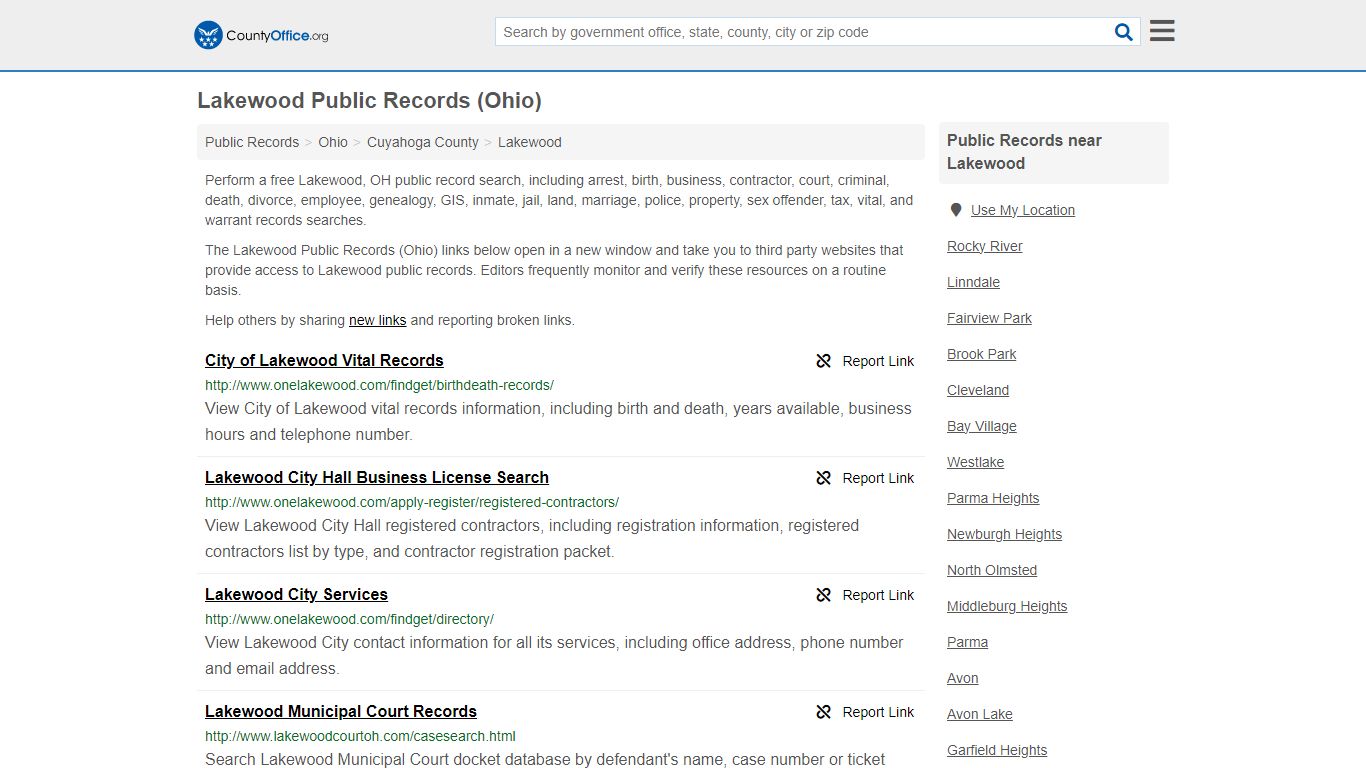 Public Records - Lakewood, OH (Business, Criminal, GIS, Property ...